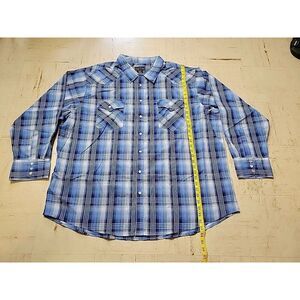High Noon Western Pearl Snap Shirt Mens 3XL‎ RG Blue PLAID Long Sleeve Button Up